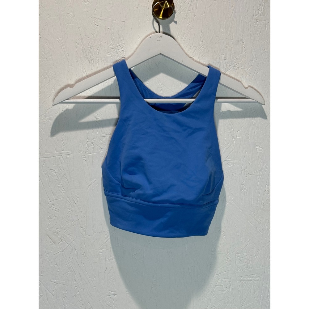 Lululemon Wunder Train Long-Line Bra Blue High Neck Racerback Size 4 LW2CNS S
